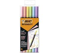 BIC Intensity Dual tip marcador 6 pieza(s) Punta de pincel Azul claro, Verde claro, Rosa claro, Melocotón, Violeta, Amarillo