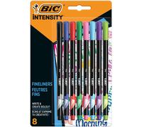 BIC Intensity Fineliners, Pennarelli Punta Fine Colorati, Colori Assortiti, 8 Unità, Cancelleria Scuola e Università