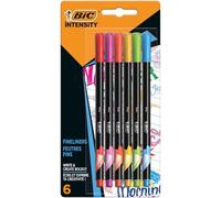 BIC Intensity, Fineliner Colorati, Pennarelli Punta Fine, 6 Unità, Cancelleria Scuola