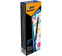 BIC Intensity Fineliners, Pennarelli Punta Fine Blu, Punta in Feltro (0,4 mm), 12 Unità, Cancelleria per Appunti, Scrittura Creativa e Disegno