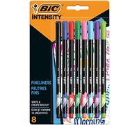 BIC Intensity Fineliners, Pennarelli Punta Fine Colorati, Colori Assortiti, 8 Unità, Cancelleria Scuola e Università