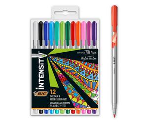 Bic Intensity Medium Felt-Tip Pens, Medium Tip, Box of 12 Caja de 12 rotuladores