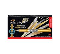 BIC Intensity Metallic Permanent Marker, Fine Point - Box of 12 Gold Metallic Markers