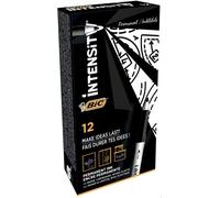 BIC Intensity, Pennarelli Indelebili Punta Doppia, Colore Nero, 12 Unità, Cancelleria Scuola e Ufficio
