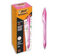 BIC Intensity Quick Dry, Penne Gel Rosa, Punta Media 0,7mm, Inchiostro Scorrevole e Asciugatura Ultra-Rapida, 12 Unità, Penne Bic Rosa, Cancelleria Scuola e Ufficio