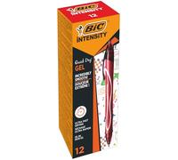 BIC Intensity Quick Dry, Penne Gel Rosse, Punta Media 0,7mm, Inchiostro Scorrevole e Asciugatura Ultra-Rapida, 12 Unità, Penne Bic Rosse, Cancelleria Scuola e Ufficio