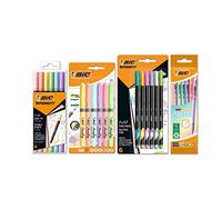BIC Intensity, Set Cancelleria Colori Pastello, 6 Brush Pen Colorati 2-in-1, 6 Evidenziatori Pastello, 6 Fineliner e 5 portamine Matic, 23 Unità, Cancelleria Studenti