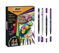 BIC Intensity Set Scrittura Creativa, Set Cancelleria con 4 Fineliner Colour Change, 16 Pennarelli Punta Fine Colorati, 12 Pennarelli colorati con punta media, 12 Pennarelli Dual-Tip, Set da 44 Unità, Idea Regalo