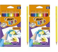 BIC Kids Aquacouleur Matite Colorate Acquerellabili Confezione da 24 Matite Colori Assortiti
