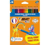 Bic Kids Evolution Ecolutions - Matite colorate in resina senza legno, Confezione da 18 Matite, Colori Assortiti