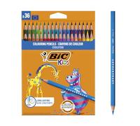 Bic Kids Evolution - Matite colorate per bambini, confezione da 36 pezzi, colori assortiti