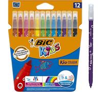 Bic Kids Kid Couleur Pennarelli a Punta Media con Inchiostro a Base d'Acqua Confezione 12 Pennarelli Colori Assortiti