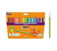 Bic Kids Kid Couleur Pennarelli a Punta Media con Inchiostro a Base d'Acqua Confezione 24 Pennarelli Colori Assortiti