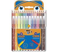 BIC Kids Colouring Set - Case of 30 Colouring Products - 18 Pencils and 12 Felt-