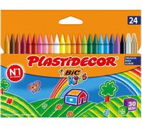 Bic Kids Plastidecor Confezione da 24 pastelli a cera - Extra forti - Facili da temperare - Non macchiano