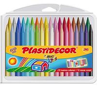 BIC Pastelli a cera Plastidecor – Extra resistente, facile da temperare – Confezione da 36