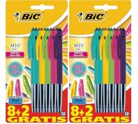 BIC M10 - Penna a sfera Clic, 10 pezzi, colori assortiti (Confezione da 2)