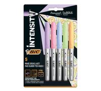 BIC Marcatori Permanenti, 1.1 mm, 5 Colori Assortiti, Confezione da 5 pezzi, Pennarelli Indelebili