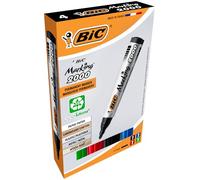 BIC Intensity, Marking 2000, Pennarelli Indelebili Colorati ECOlutions, con il 51% di Materiali Riciclati, Punta Tonda Resistente, Cancelleria Casa e Ufficio, 4 Unità
