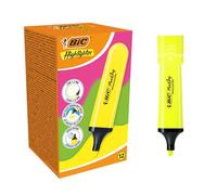 BIC Marking Flat Highlighter evidenziatori con punta smussata modulare (1,2 mm-4,6 mm) - Giallo Neon, confezione da 12