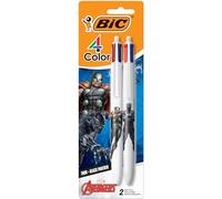 BIC Marvel Avengers - Penna a sfera retrattile a 4 colori con punta da 1,0 mm, inchiostro multicolore, confezione da 2 pezzi in colori assortiti