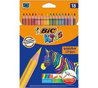 BIC 950524 Kids Evolution Stripes matite colorate, colori assortiti (confezione da 18)