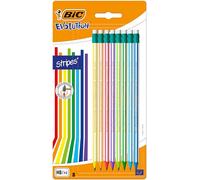BIC Evolution Graphite Pencils - Pack of 8 - HB Pencils with Eraser - Colourful