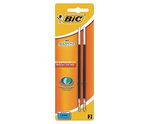 BIC Mine di ricambio per Atlantis e Soft Feel, adatte ai documenti, 0,1 mm, 2 pezzi, nero