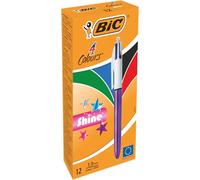 Bic Penna Bic Shine Silver Bianco (12 Pezzi) S_0301_S8401600 Consumabili E Uffic