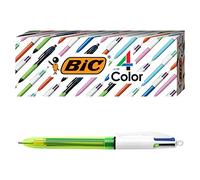 BIC Penna a sfera Fluo a 4 colori, punta media/grassa (1,0/1,6 mm), inchiostri assortiti, 3 pezzi