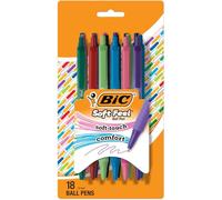 BIC Penna a sfera retrattile Soft Feel con punta media da 1,0 mm e impugnatura comoda, 18 pezzi, colori assortiti