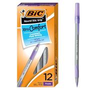 Bic - Penna a sfera rotonda Stic Grip Xtra Comfort, punta media (1,2 mm), viola, 12 pezzi