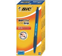 BIC Penna a sfera Soft Feel, tratto 0,4 mm, fusto blu, con clip, blu
