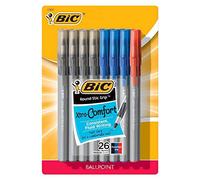 BIC Penna a sfera ultra rotonda Stic Grip, punta media, 1,2 mm, inchiostro assortito, 26 pezzi