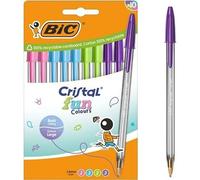 BIC Cristal Fun Colors Penne a Punta larga (1,6 mm) - Colori assortiti, confezione da 10