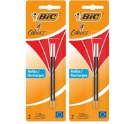 BIC - Penna di ricarica 4 colori, 1,0 mm, blister da 2 pezzi, rossa (Confezione da 2)