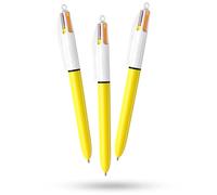 BIC - Penna solare a 4 colori, confezione da 3 penne retrattili a forma di sole, design a fusto, multicolore, con quattro inchiostri vivaci assortiti, penne multicolori, tutto in uno, per scuola
