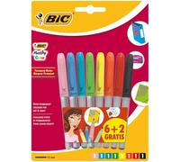 BIC - Pennarelli indelebili colorati, confezione da 10 pezzi Pack of 6 + 2 Free Assorted