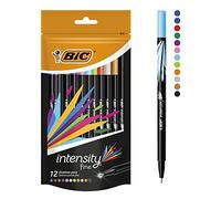 BIC, penne a punta fine 0,4 mm, Intensity Divertimento 12 multicolore, 12 Pezzi
