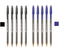 BIC, Penne a punta larga, 1,6 mm, tratto netto, 5 nere e 5 blu