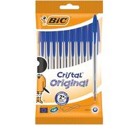 BIC Penne a Sfera, Blu Colore, Cristal Original, Ottimi per la Scuola, Punta Media (1.00 mm), Pacco da 10 penne, per Scrivere a Scuola e a Casa
