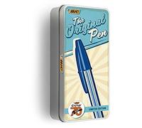BIC Penne a Sfera, Cristal Edizione Limitata 70° Anniversario, Set Cancelleria con Astuccio in Metallo Riutilizzabile, Colori Assortiti, Confezione da 17 Unità, Idea Regalo