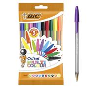 BIC Penne a Sfera Cristal Multicolour Punta Larga (1,6 mm) - Inchiostro di Colori Classici, Fluo e Divertenti Assortiti, Confezione da 10