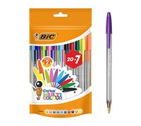 BIC Penne a Sfera, Cristal Multicolour, per Fornitura per Cancelleria Scuola e Ufficio, Punta Larga (1.6mm), Colori Assortiti, Confezione da 20 + 7 Unità