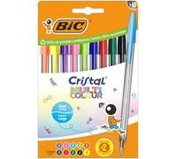BIC Penne a Sfera Cristal Multicolour Punta Larga (1,6 mm) - Inchiostro di Colori Classici, Fluo e Divertenti Assortiti, Confezione da 10