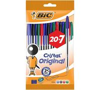 BIC Penne a Sfera, Cristal Original, Colori Assortiti, Punta Media (1.00 mm), Confezione 27 Penne, Fornitura per Cancelleria Scuola