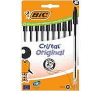 Bic Cristal Original - Penna a sfera con punta media (1 mm), confezione da 10, colore: nero