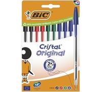 BIC Penne a Sfera Cristal Original con Punta Media (1,00 mm) e Tappi Abbinati al Colore dell’Inchiostro - Colori Assortiti, Confezione da 10