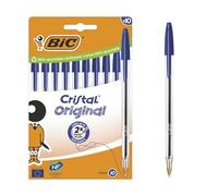 BIC Crystal Original - Penna a sfera con punta media (1,00 mm), colore: blu, con