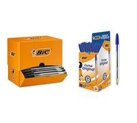 BIC Penne a Sfera Cristal Original, Punta Media (1 mm), Nero e Blu, Confezione 200 Unità